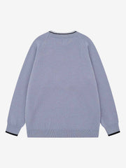 Striped Embroidered Knit Sweater