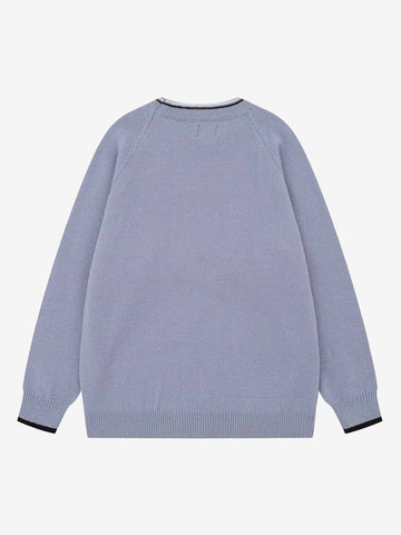 Striped Embroidered Knit Sweater