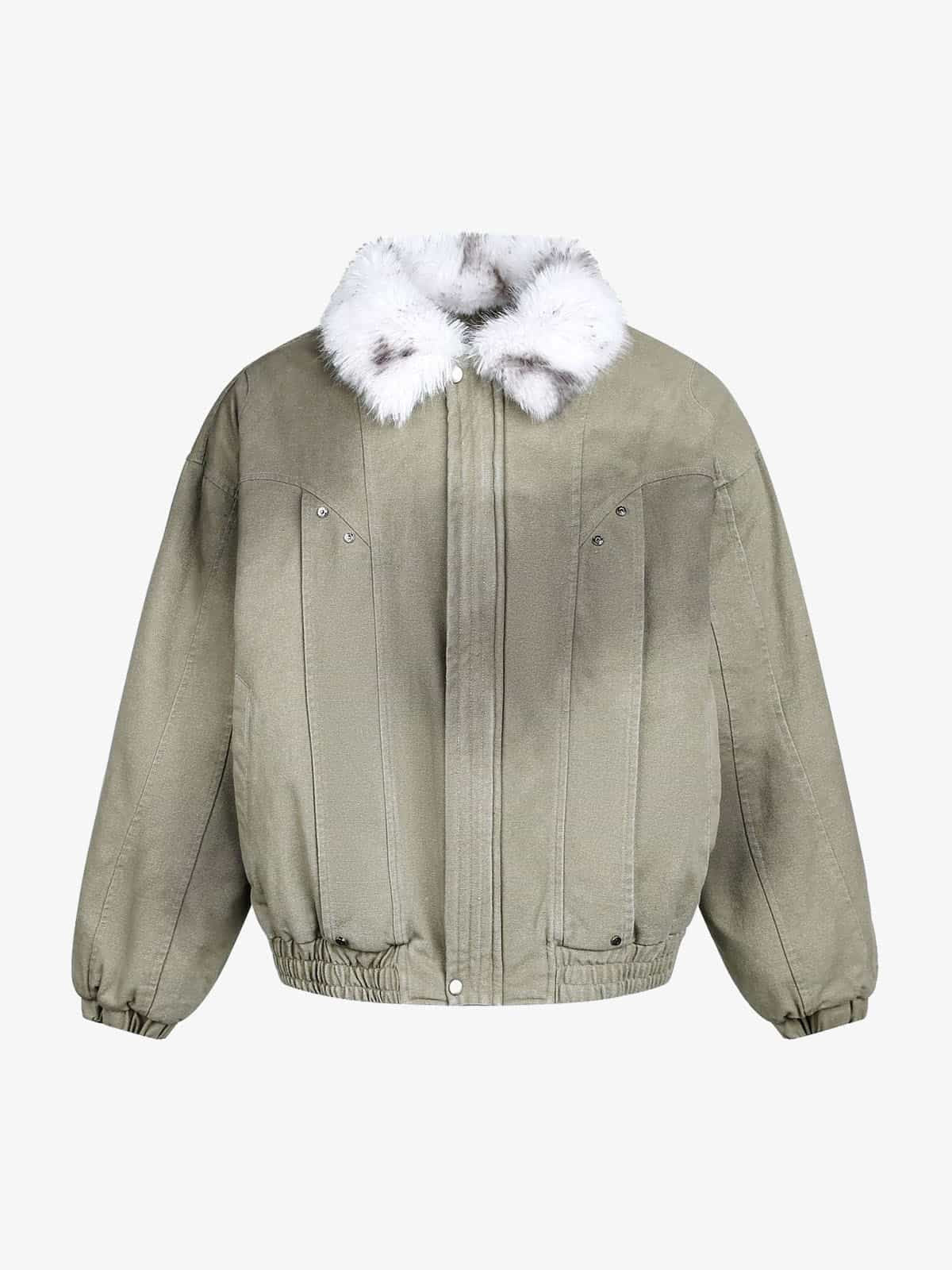 Stylish Faux Fur Collar Bomber Jacket for Winter - Warm and Fashionable Outerwear 