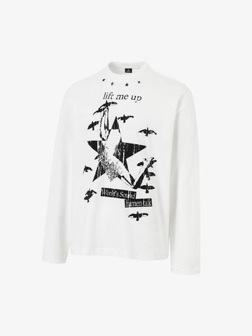 Retro Star Print Long-Sleeved T-Shirt 