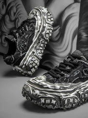 Tire-Tread Distressed Sneakers