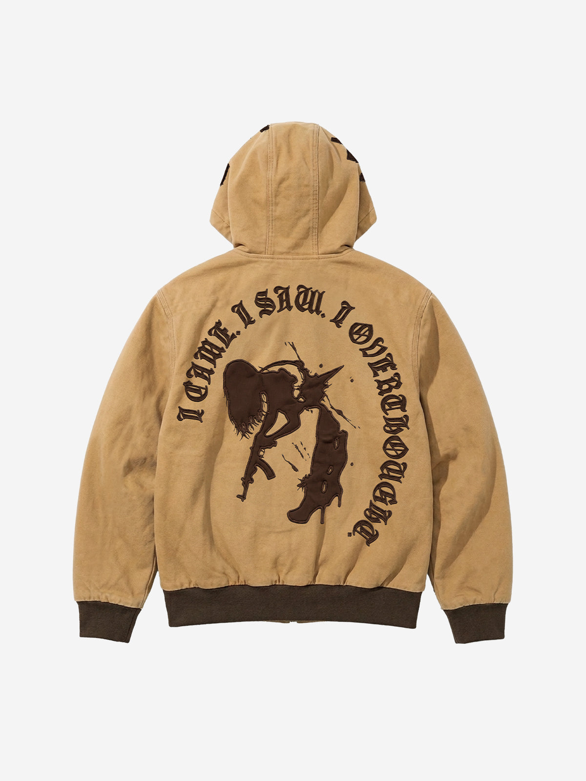Embroidered Appliqué Hooded Zip Jacket