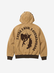 Embroidered Appliqué Hooded Zip Jacket