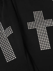 Cross Graphic Metal Detail Baggy Sweatpants