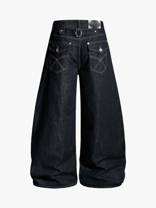 Cinch Back Contrast Stitch Jeans