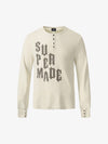 Cotton Long Sleeve Henley Shirt with Supermade Graphic Print 
