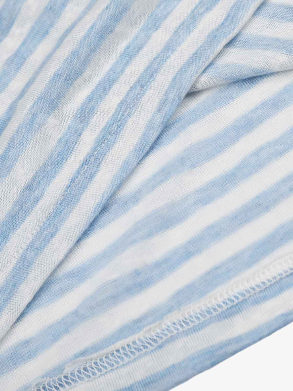Striped Off-Shoulder Henley T-Shirt 