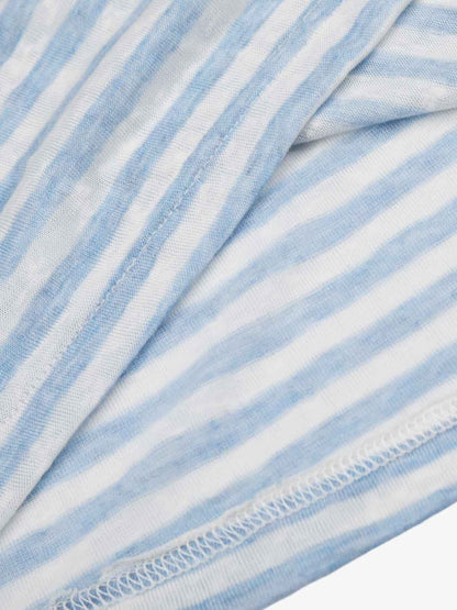 Striped Off-Shoulder Henley T-Shirt 