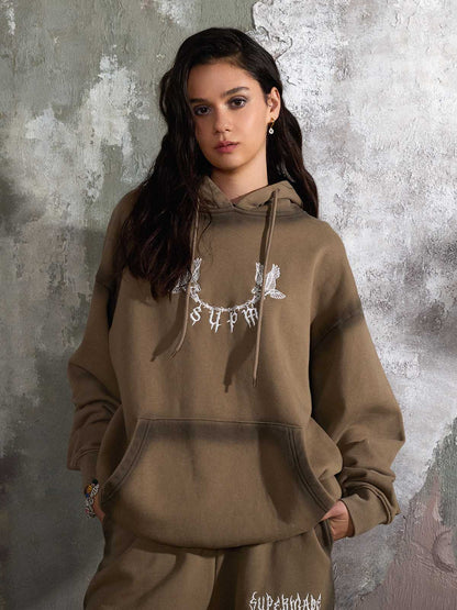 Supermade Distressed Embroidered Hoodie Tracksuit 