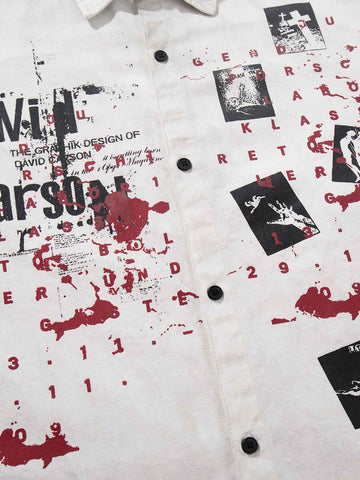 Graphic Patchwork Paint Splatter Shirt 