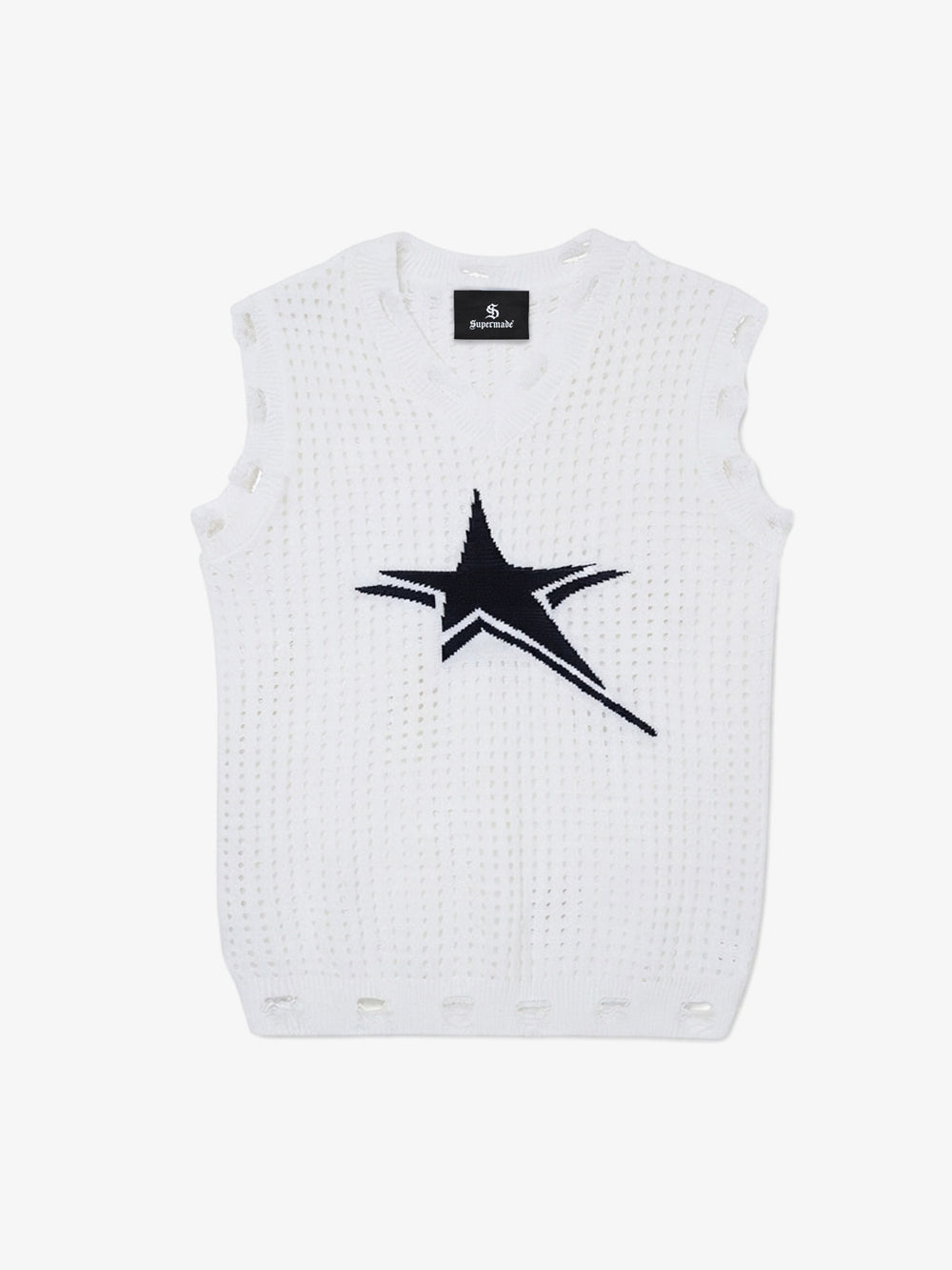 Distressed Jacquard Mesh Knit Vest