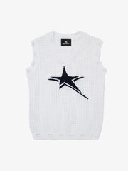 Distressed Jacquard Mesh Knit Vest