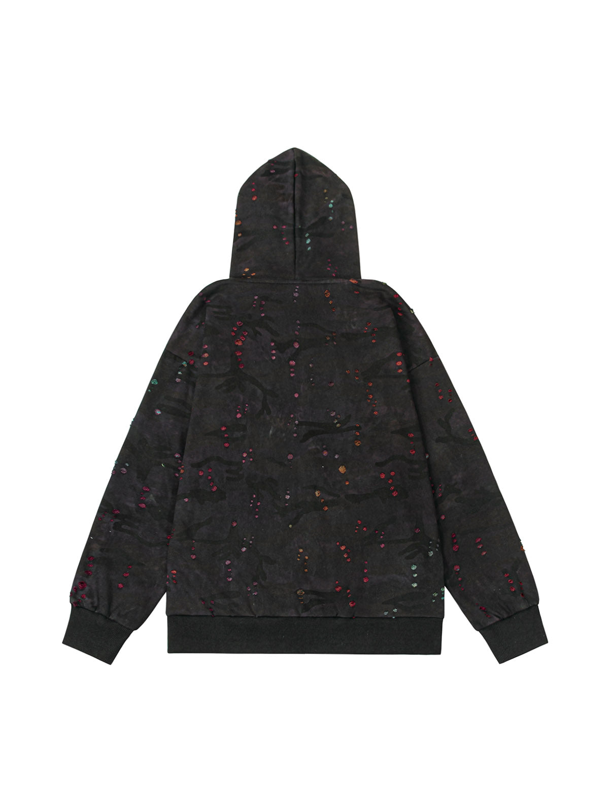 Thesupermade Washed Distressed Zipper Hooded Jacket 