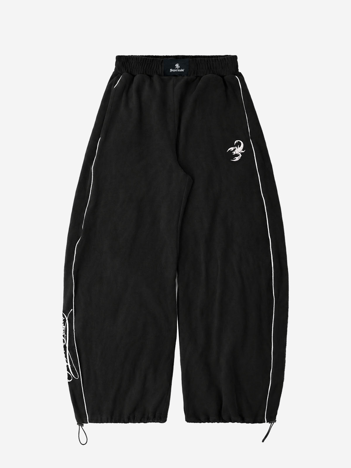 Scorpion-Embossed Cropped Zip Jacket & Curved-Leg Pants Set