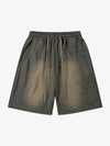 Industrial Grunge Style Acid Wash Studded Shorts