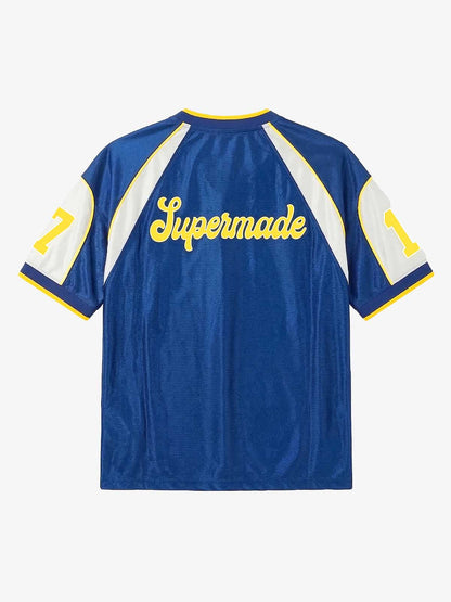 Supermade Blue Color-Blocked Lightning Bolt Pattern Jersey Design Customization 