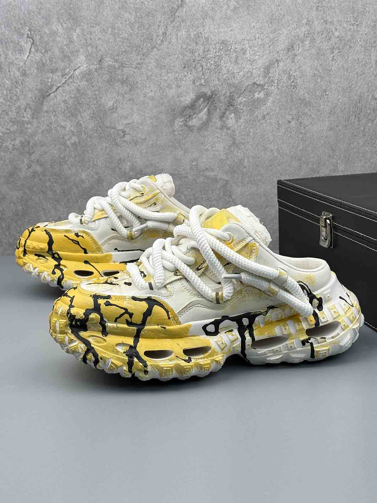 Mesh Overlay Chunky Sole Low-Top Sneakers