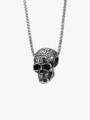 Engraved Skull Pendant Necklace