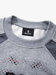 Embroidered Patchwork Collar Graphic Tee