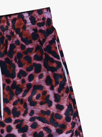 Pantaloncini in rete con stampa leopardata