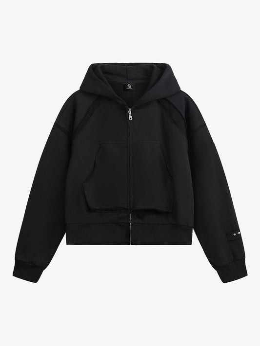 Stylish Distressed Hoodie with Zip-Up Design for Casual Wear 