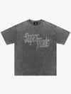 THE SUPERMADE Imitation Diamond Effect LOGO Graphic Tee with Bold Typography Design 