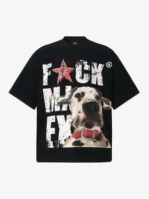Cotton Oversized Graphic T-Shirt with Dog Print and Bold Text Design 
