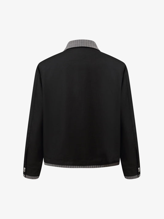 Deconstructed Double-Collar Cropped Jacket