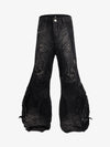 Vintage Distressed Curved Blade Barrel Jeans 
