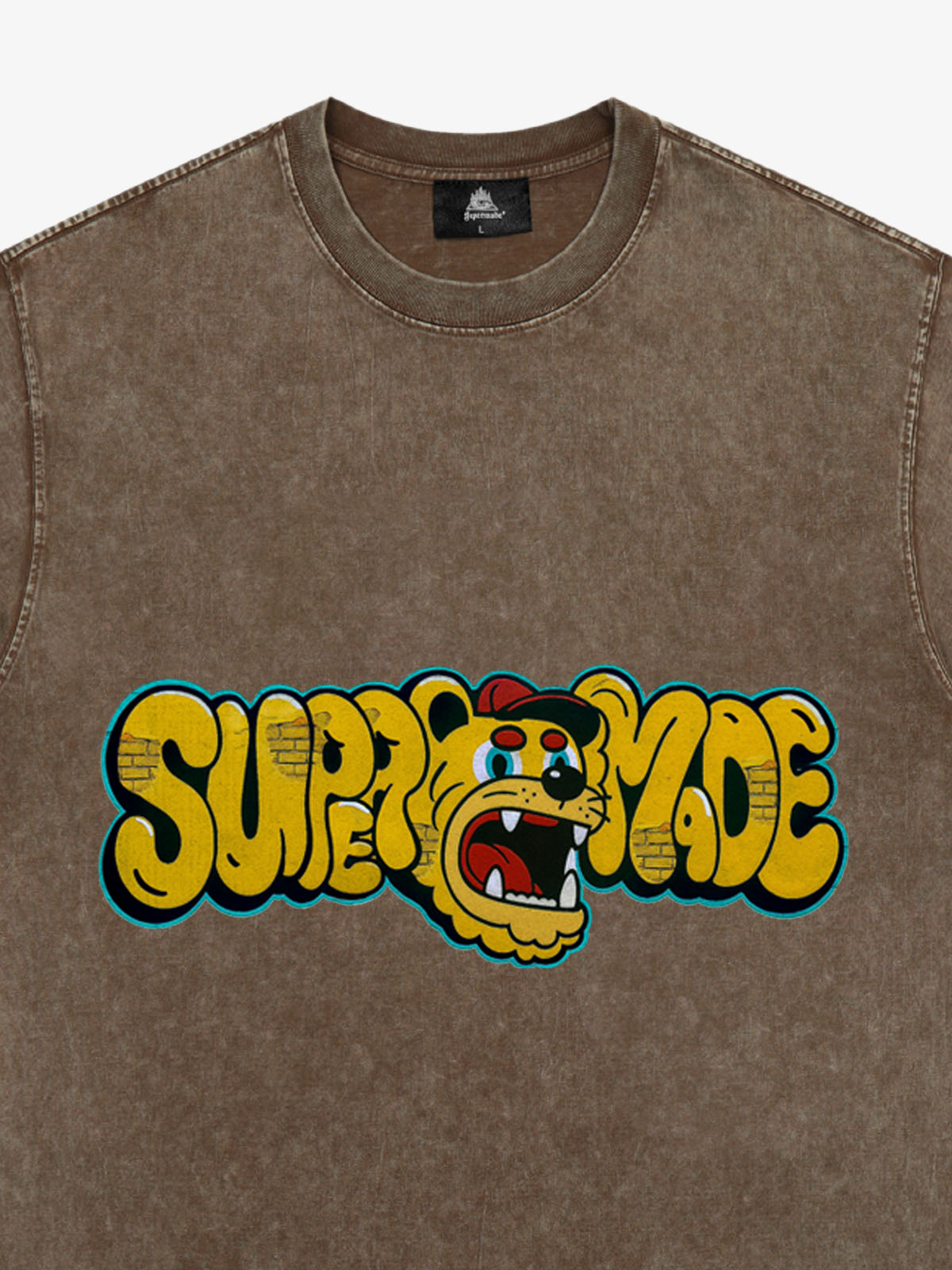 Street Graffiti Trendy Tiger Head Font T-Shirt 