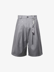Pleated Design Pendant Decoration Baggy Shorts - 2482 