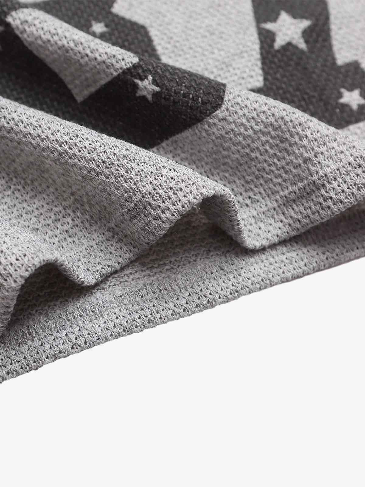 Star Pattern Cropped Knit Jersey T-Shirt