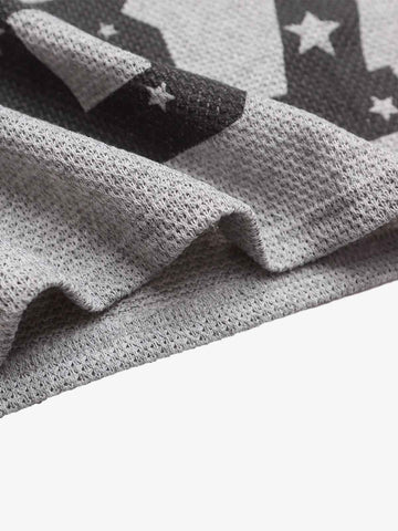Star Pattern Cropped Knit Jersey T-Shirt