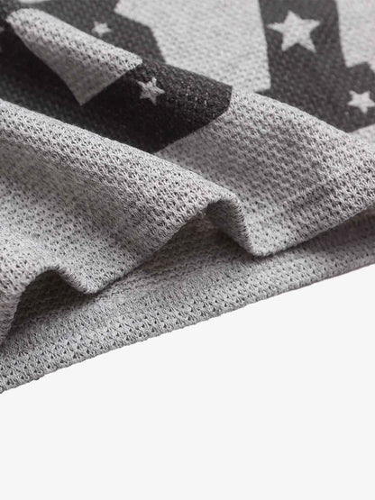 Star Pattern Cropped Knit Jersey T-Shirt