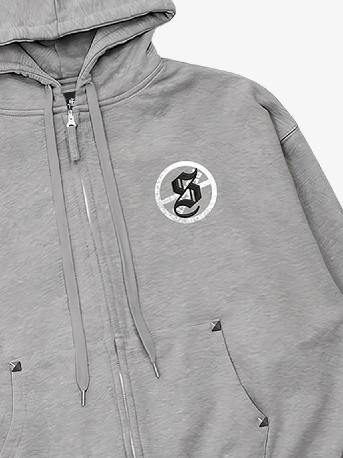 "Goodbye World" Earth Print Studded Hoodie