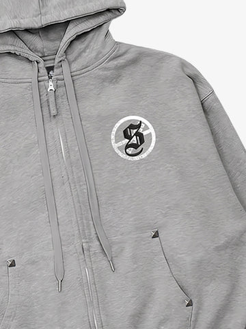 "Goodbye World" Earth Print Studded Hoodie