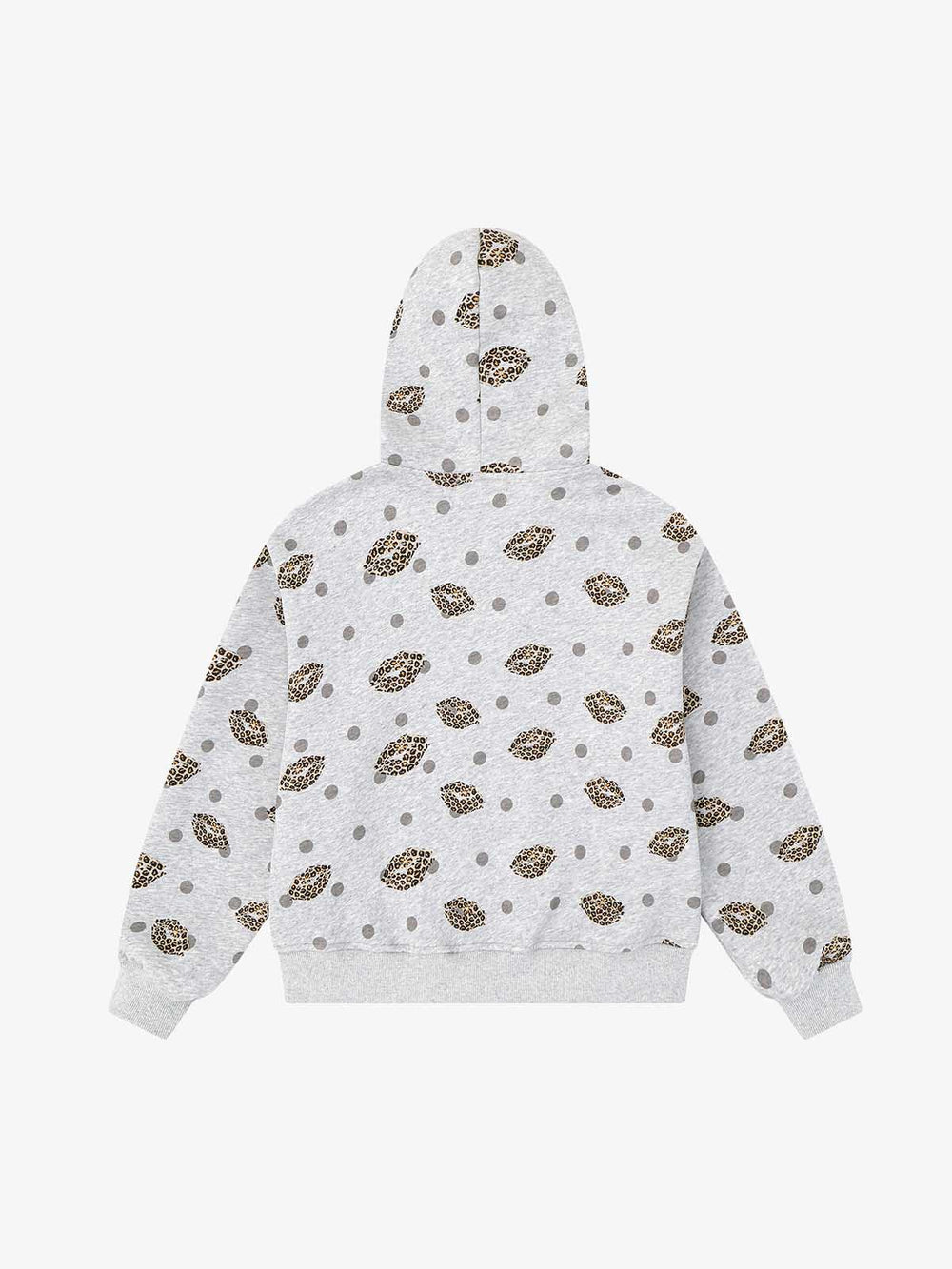 Lips Leopard Print Cropped Zip-Up Hoodie