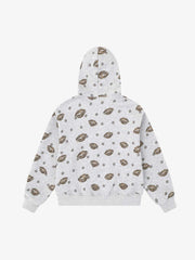 Lips Leopard Print Cropped Zip-Up Hoodie