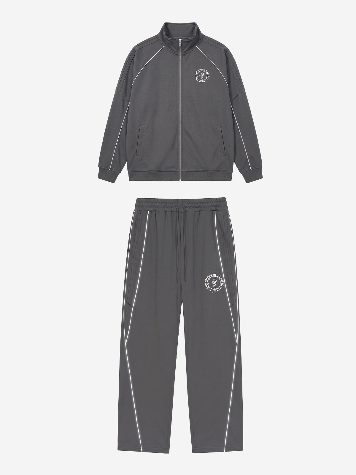 Reflective Stripe Logo Embroidered Tracksuit
