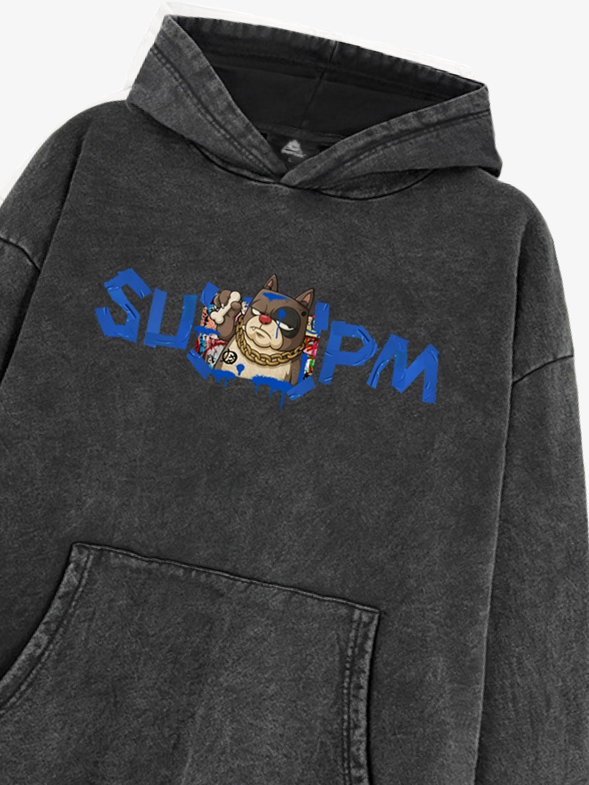 Supermade Street Inlaid Gold Chain Trendy Dog Hooded Sweatshirt 