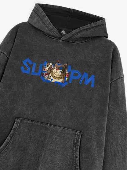 Supermade Street Inlaid Gold Chain Trendy Dog Hooded Sweatshirt 