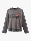 Striped Graphic Layered Patchwork Sweatshirt