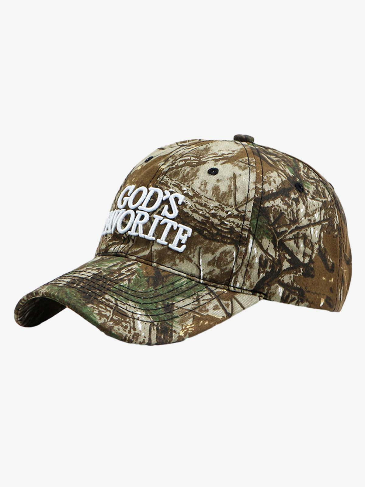 Classic Camo “God’s Favorite” Embroidery Curved Brim Baseball Cap 