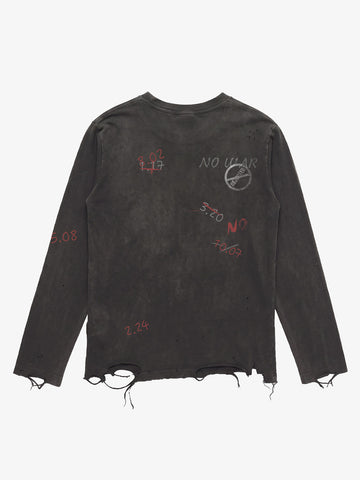 Rhinestone Graphic Dyed Long Sleeve Tee