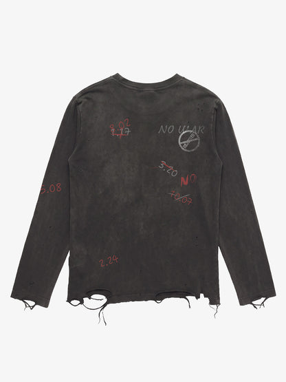 Rhinestone Graphic Dyed Long Sleeve Tee
