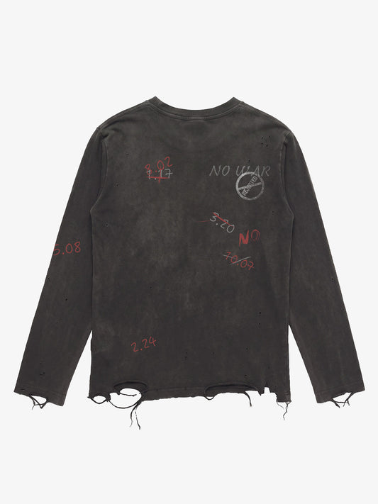 Rhinestone Graphic Dyed Long Sleeve Tee