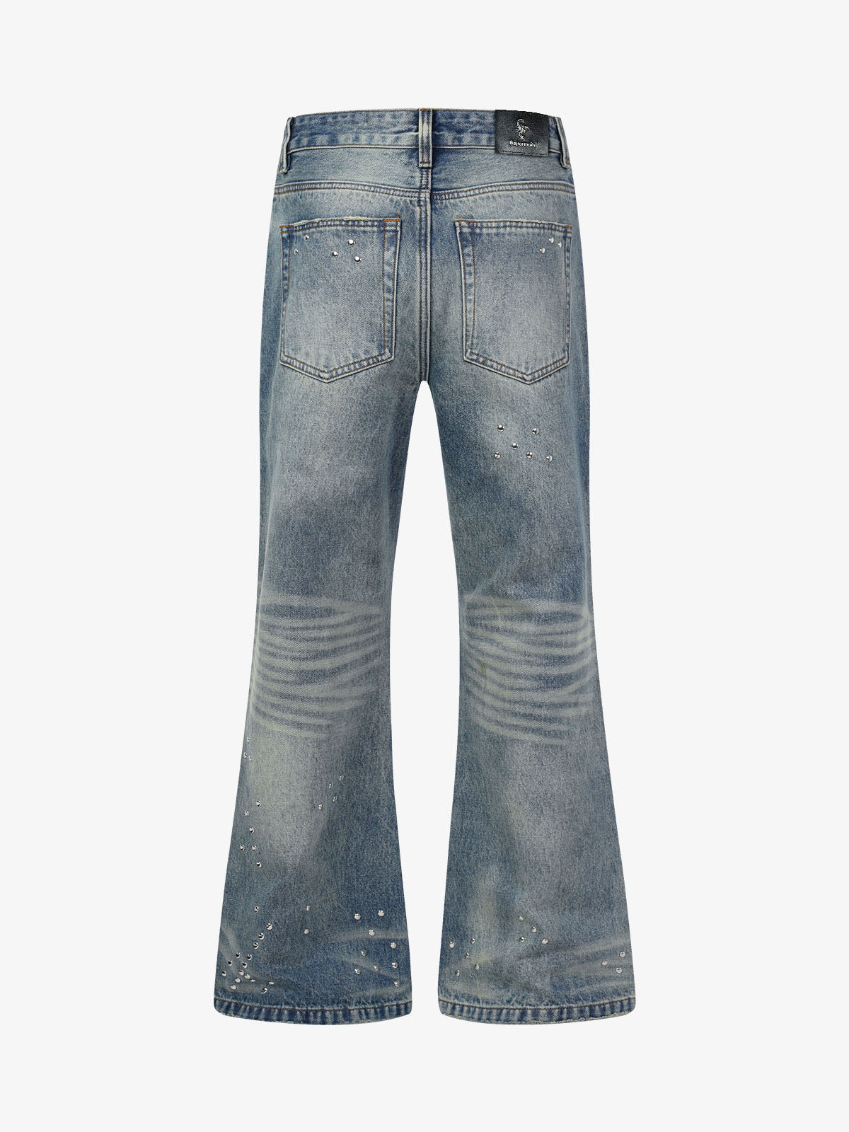 Ripped Studded Bootcut Jeans