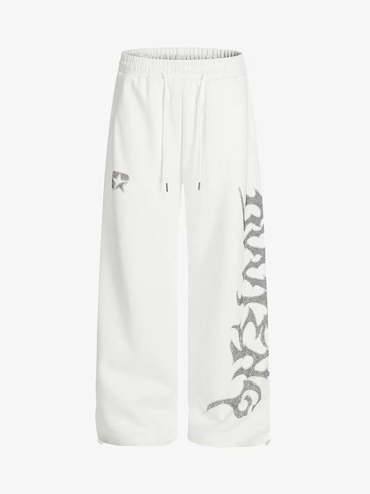 Stylish Black Wide-Leg Pants with Unique Embroidered Design for Casual Wear 