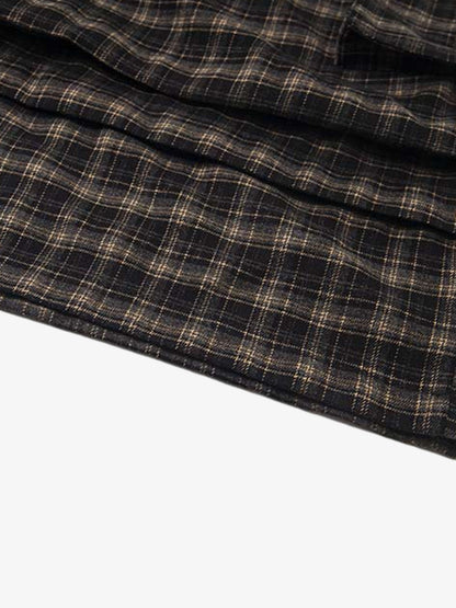 Plaid Cotton Cargo Shorts for Men - Oversized Fit with Multiple Pockets and Elastic Waistband 