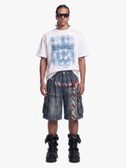 Plaid Cargo Wide-Leg Shorts 